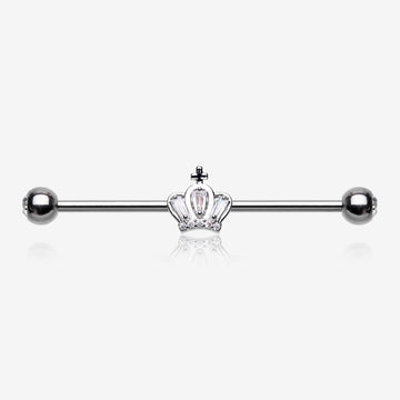 Knight Triumph Crown Sparkle Industrial Barbell-Clear
